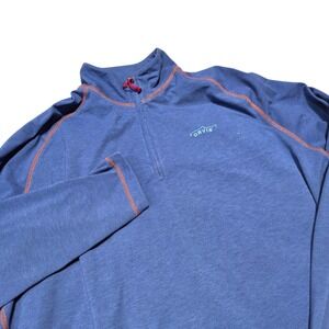 Orvis Trout Bum Pullover Mens XL Blue Quarter Zip Contrast Stitching Logo